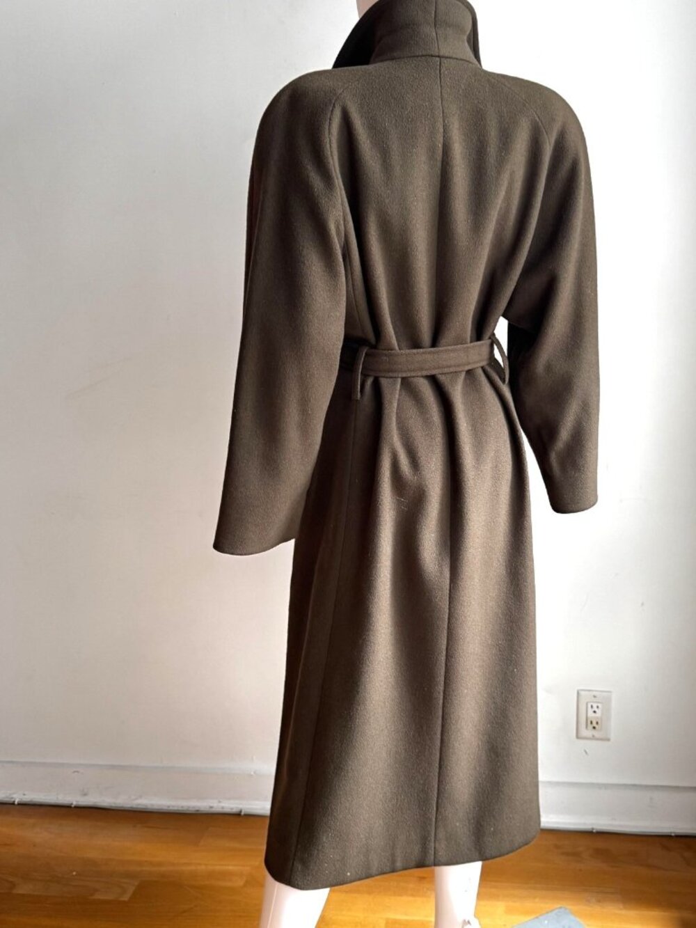 Vintage London Fog for Eatons 100% Wool OLive Green Belted Trench Coat 10/M - Picture 7 of 10